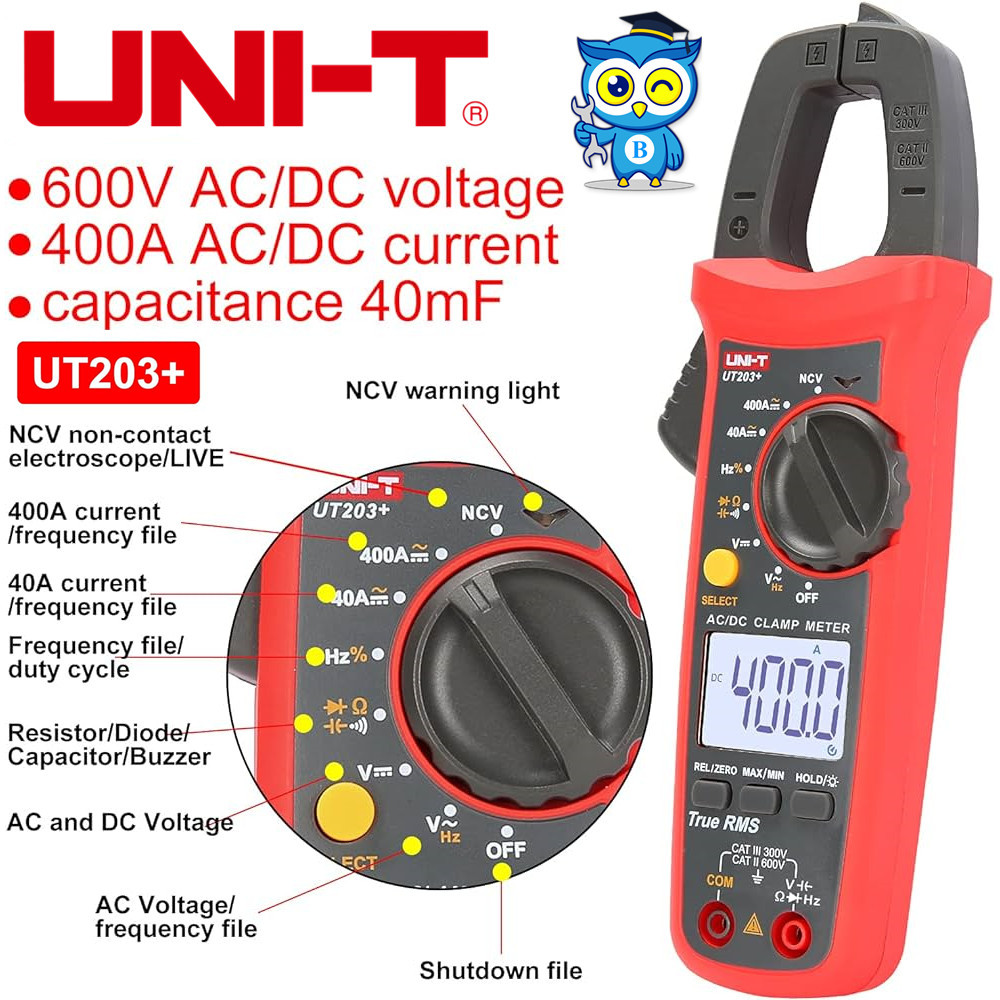 UNI-T UT203+ AC/DC 400A digital clamp meter TRUE RMS วัดค่า คาปาซิเตอร์ Hz รุ่นใหม่ล่าสุด