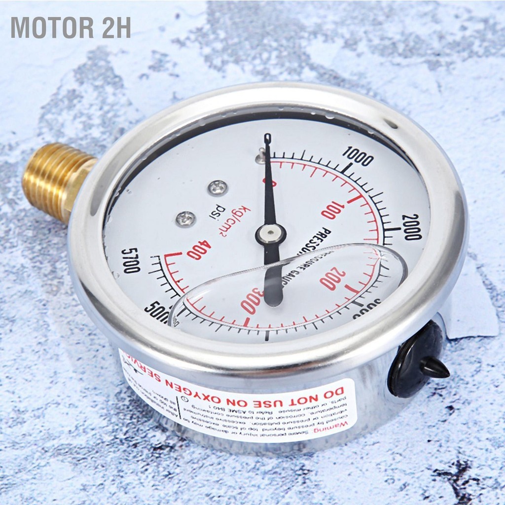 Motor 2H เกจวัดแรงดันน้ำมันเชื้อเพลิงเติมของเหลวไฮดรอลิก 0-5700 PSI US Thread