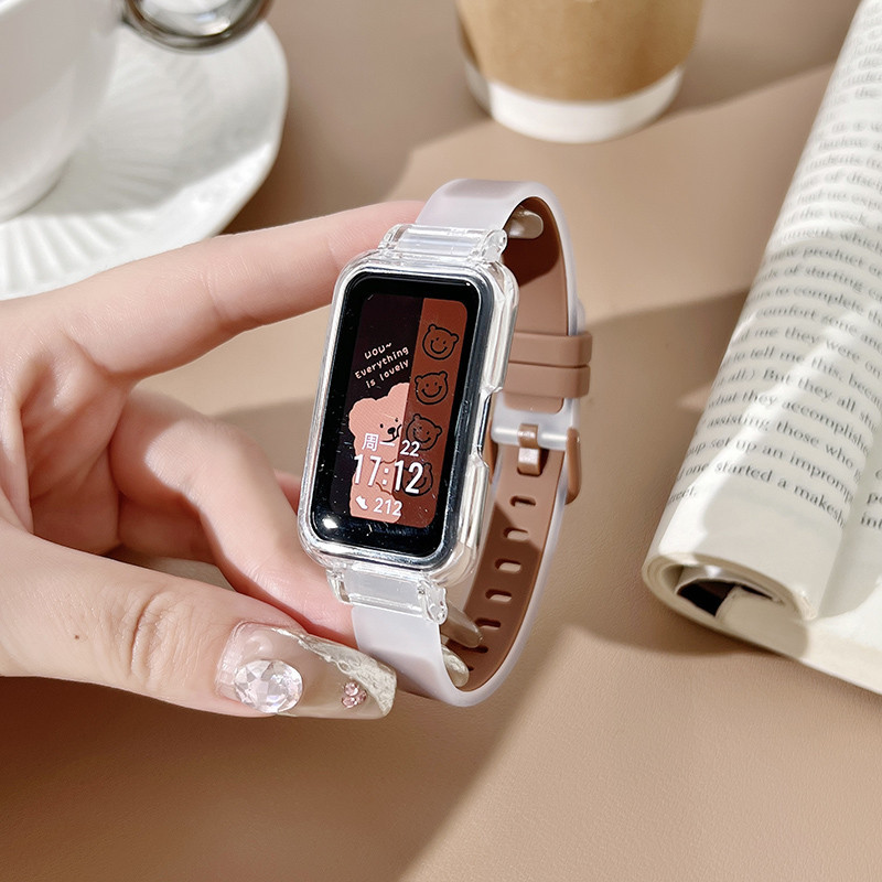 สายนาฬิกาข้อมือซิลิโคนใส สองสี และเคสใส สําหรับ Samsung Galaxy Fit 3 Smart Watch Galaxy fit3
