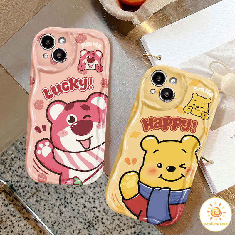 [ส่วนลด] เคสโทรศัพท์คู่รักหมีสตรอเบอร์รี่ น่ารักเข้ากันได้สำหรับ ไอโฟน 11 For iPhone12 13 14 Pro MAX X XS XR XS 7 8 Plus