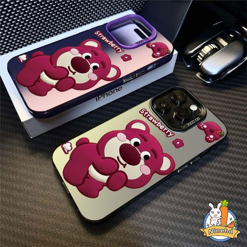 เคสโทรศัพท์มือถือแบบนิ่ม กันรอยเลนส์กล้อง ลายการ์ตูนหมีสตรอเบอร์รี่ สร้างสรรค์ สําหรับ Vivo Y17s Y27 Y36 Y16 Y02 Y02s Y22 Y20 Y21 Y21T Y21s Y33T Y33s Y12s Y20s Y17 Y15 Y12 Y15A V25 V29