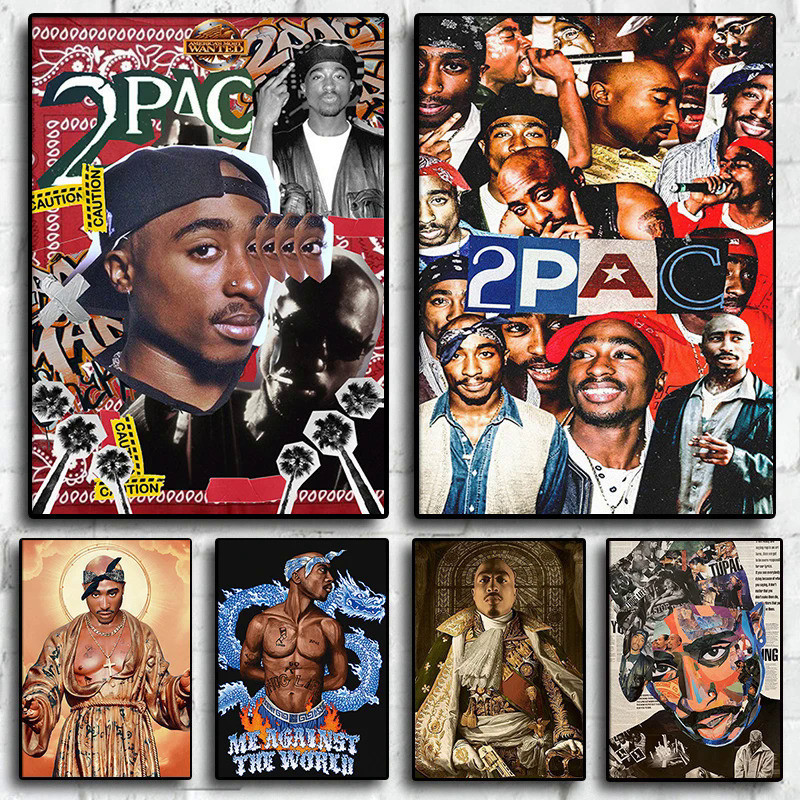 ที่มีชื่อเสียง Hip Hop Rapper 2PAC Tupac Star โปสเตอร์ผ้าใบภาพวาดและพิมพ์ความงาม Pop โปสเตอร์ Wall A