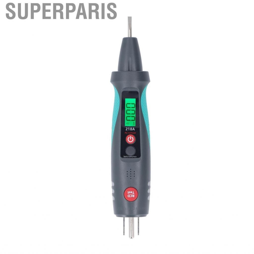 Superparis Electrical Tester Easy To Read 218A AC12V‑300V Socket Non Contact LCD Display Multifunctional with Flashlight for