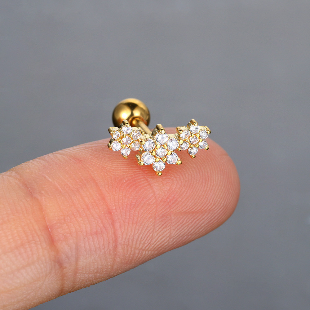 1 ชิ้น มินิ พืช ดอกไม้ ใบไม้ สวยงาม เจาะหู เกลียว ต่างหูสตั๊ด สําหรับผู้หญิง สุจริต กระดูกอ่อน กระดูกอ่อน กลีบดอกไม้ แฟชั่น เครื่องประดับร่างกาย - รูปที่ 3