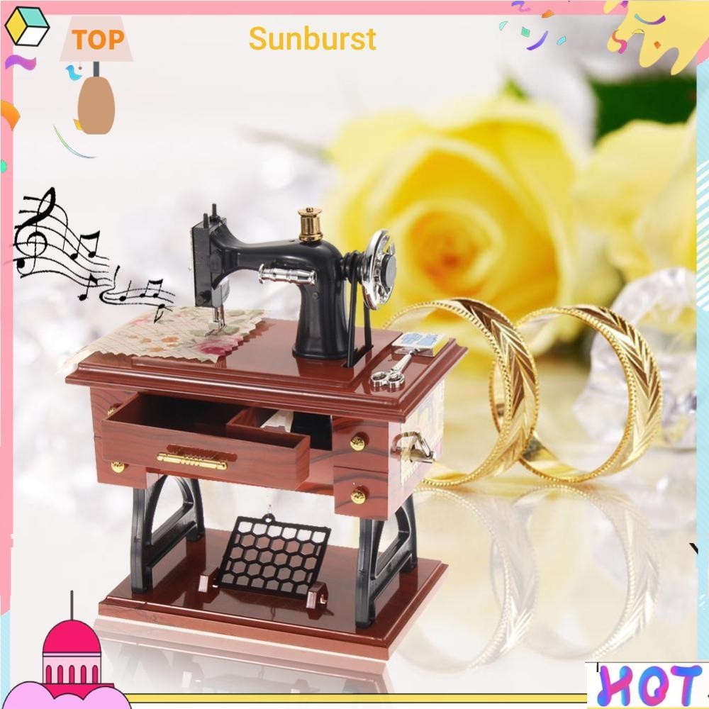 [Sunburst11.th] กล่องดนตรี น้ําหนักเบา สําหรับตกแต่งของขวัญวันเกิด จักรเย็บผ้า
