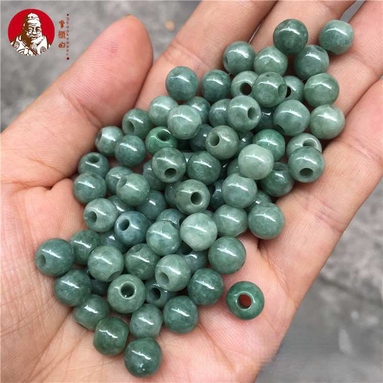 (ราคา 10 ชิ้น) Myanmar Jadeite สินค้าขนาดใหญ่รอบลูกปัดลูกปัดหยกหลวมชุด Barrel ลูกปัดน้ําแข็งหยกอุปกรณ์เสริม diy – โปรปัง