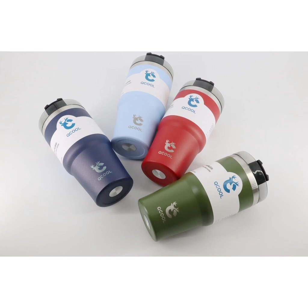 แก้วพกพา แก้วQCOOL แถม:ยางรองแก้ว+หลอด+แปรงล้างหลอด พร้อมส่ง ✨ แก้วน้ำเก็บความร้อน/เย็น ขนาด 20oz 30