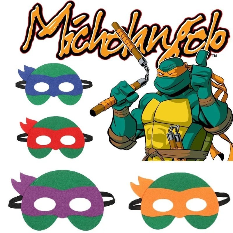 หน้ากากเต่านินจา Teenage Mutant เด็ก Felt Eye Masks คอสเพลย์ฮาโลวีนธีมวันเกิด Party Supplies