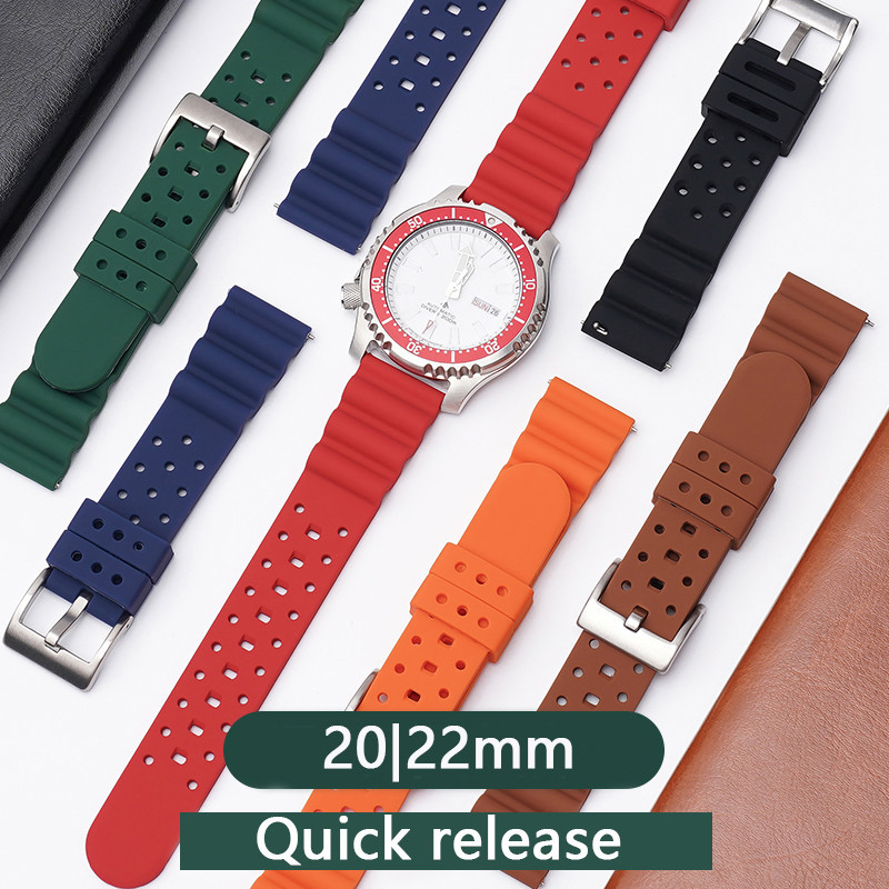 สายนาฬิกาข้อมือซิลิโคน กันน้ํา ขนาด 20 มม. 22 มม. แบบเปลี่ยน สําหรับ Seiko Omega Longines Black & Green Aqua Ghost Dive Watch Sport