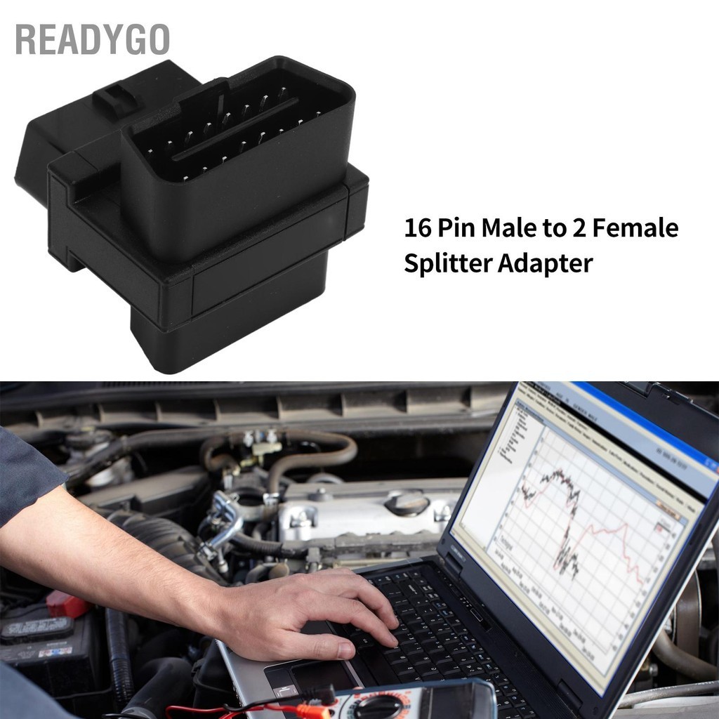 ReadyGo OBD2 อะแดปเตอร์ 16 พินชาย 2 หญิง Plug and Play Splitter Connector สำหรับ Diagnostic Extender