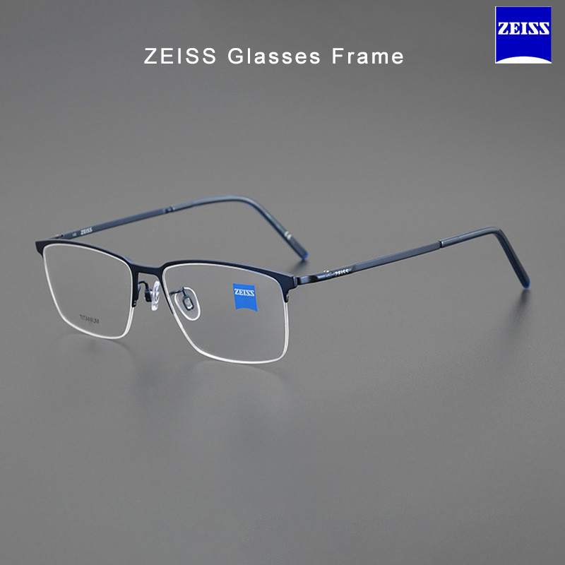 Zeiss ครึ่งขอบแว่นตา ZS22113 Pure Titanium กรอบสไตล์สบายกึ่งกรอบ Light-weighted ฤดูใบไม้ผลิขาสํานักงานธุรกิจแว่นตาแว่นตา 22113