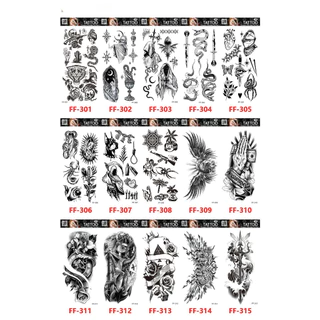 สติกเกอร์รอยสักชั่วคราว กันน้ํา โลหะ สีดํา ลายเต็งตู สําหรับผู้ชาย และผู้หญิง