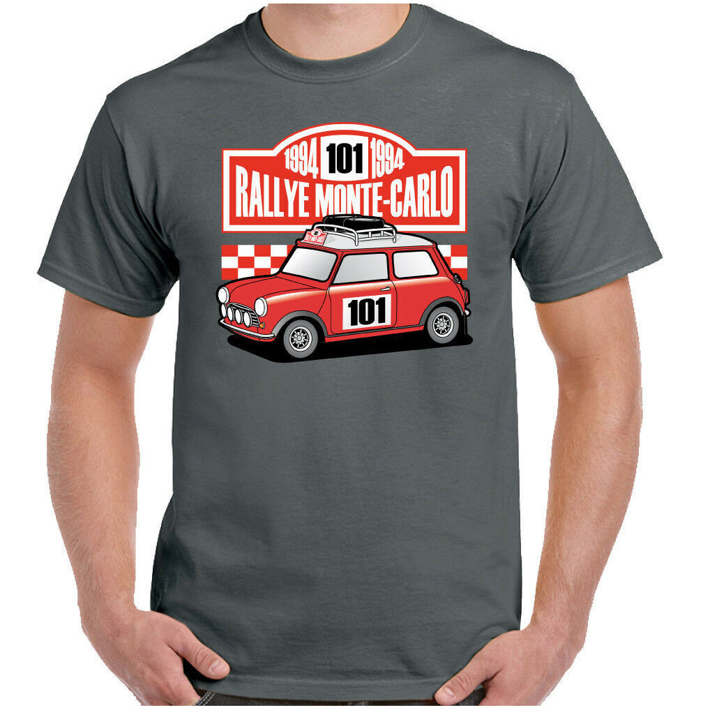 เสื้อยืด ผ้าฝ้าย พิมพ์ลาย Rallye Monte Carlo Mini Cooper สไตล์คลาสสิก สําหรับผู้ชาย