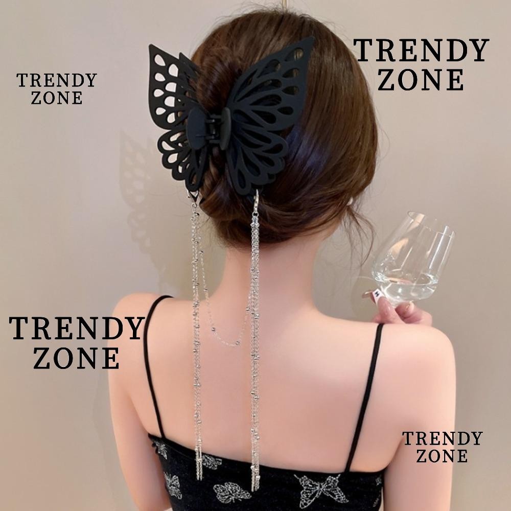 Trendyzone กิ๊บติดผมหางม้า ประดับพู่ผีเสื้อ ขนาดใหญ่ เครื่องประดับผม สําหรับผู้หญิง