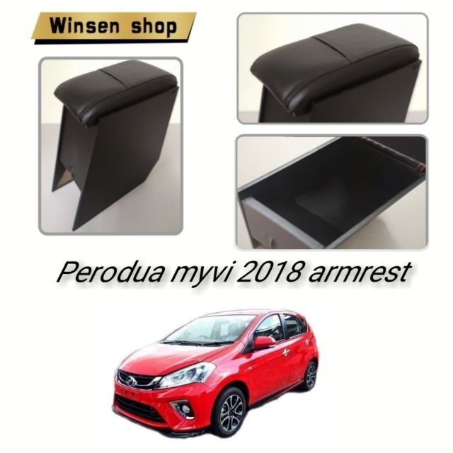 Perodua myvi 2018 กล่องคอนโซลที่เท้าแขน สายสีดํา CAR