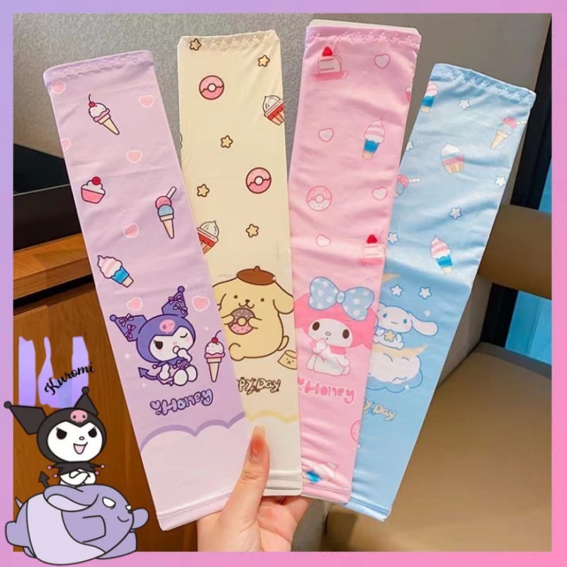 SANRIO ปลอกแขนกันแดด ผ้าเรยอน แบบบาง ระบายอากาศได้ดี ป้องกันรังสีอัลตราไวโอเลต แฟชั่นฤดูร้อน สําหรับเด็กนักเรียน