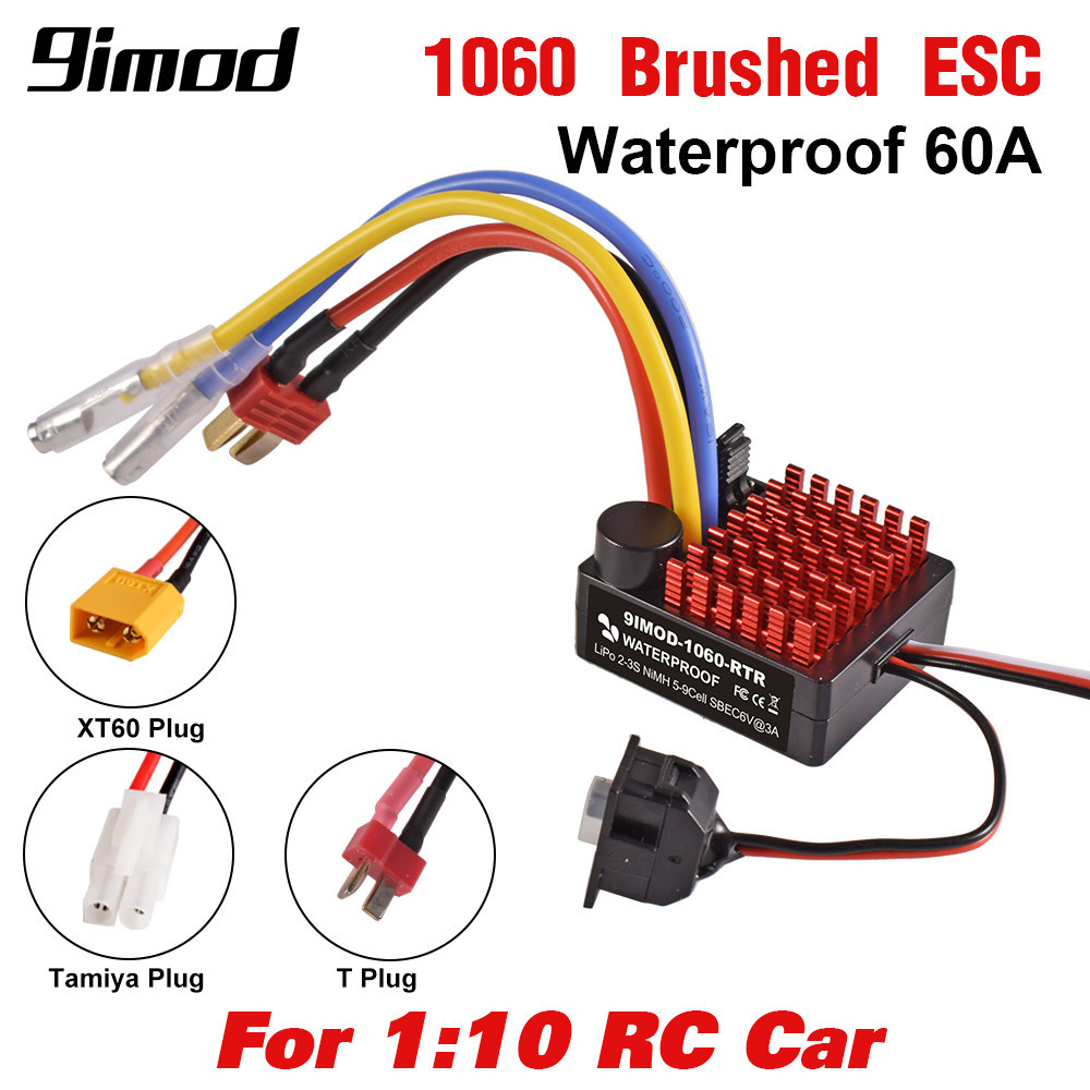 9imod 1060 RTR 60A ESC แปรงควบคุมความเร็วอิเล็กทรอนิกส์ 2-3S LiPo กันน้ํา BEC 6V3A สําหรับ 1/10 Axial SCX10 Traxxas TRX4 TRX6 D90 HPI Redcat Tamiya RC รถ Crawler รถบรรทุก