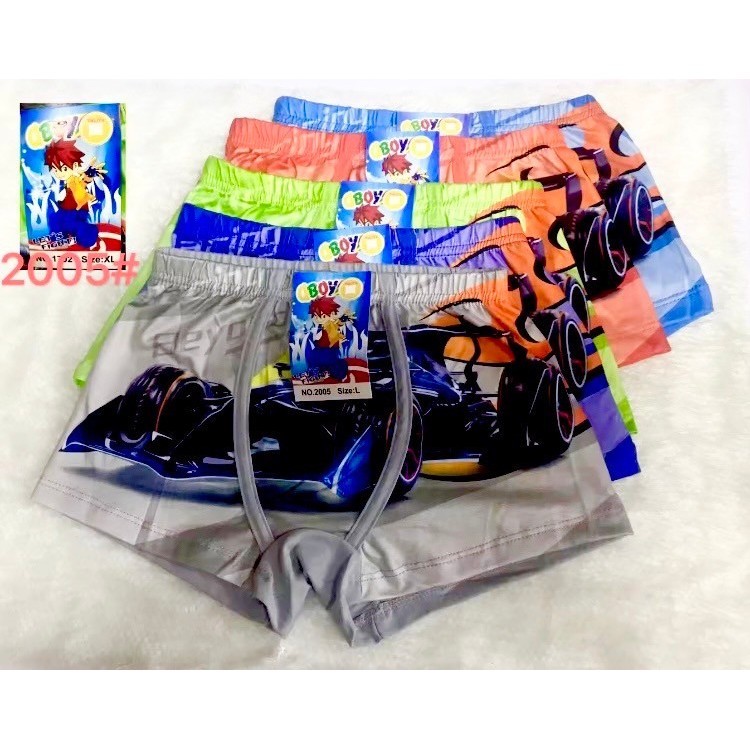 ผ้าพรีเมี่ยม กางเกงในเด็กผู้ชาย 5 ตัวคละลาย2-3ลายคละสี4-5สีผ้านิ่มยืดหยุ่น