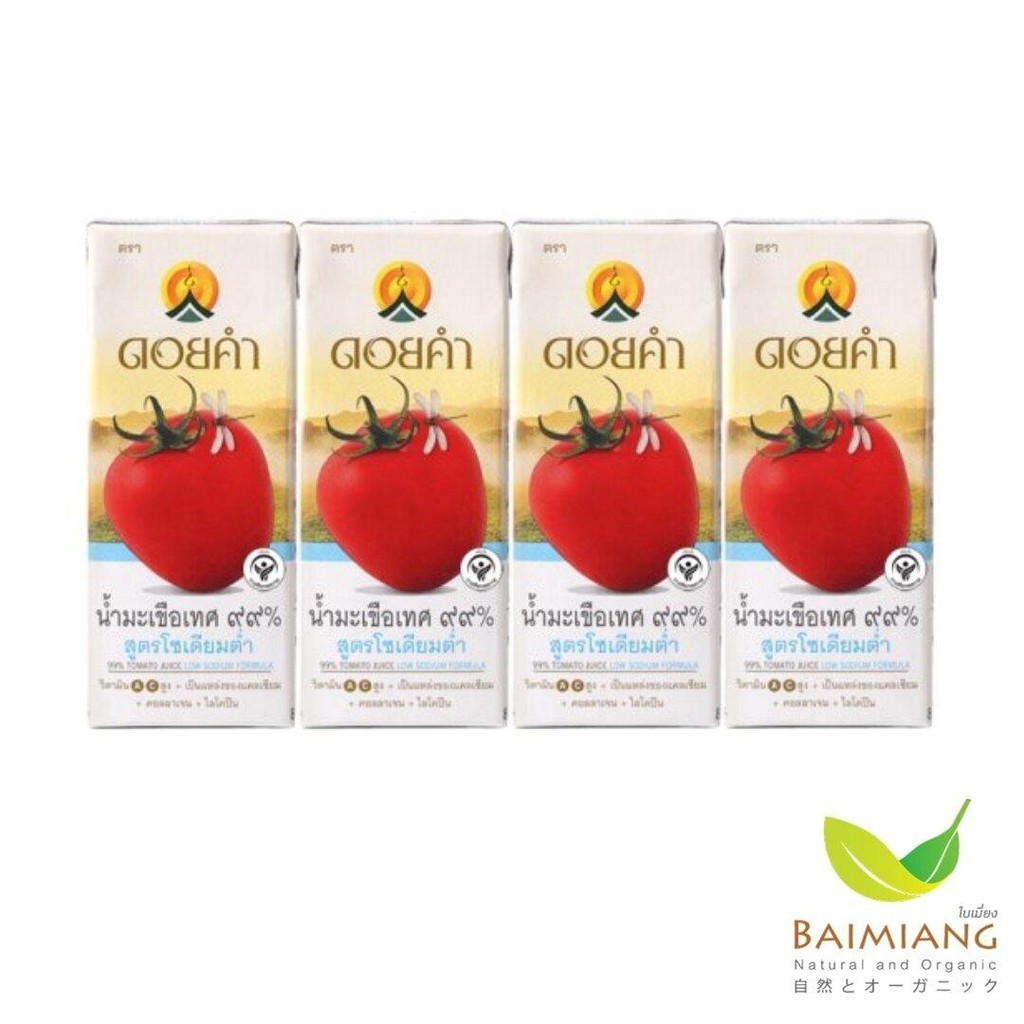 [1 แพ็ค] ดอยคำ น้ำมะเขือเทศ 99% สูตรโซเดียมต่ำ ขนาด 200 มล. (03608-4)