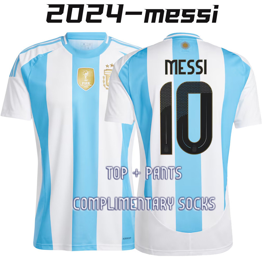 หมายเลขยูโร 2024 เสื้อกีฬาแขนสั้น ลายทีมชาติฟุตบอล Argentina 10 Messi ชุดเหย้า สําหรับผู้ชาย และผู้หญิง