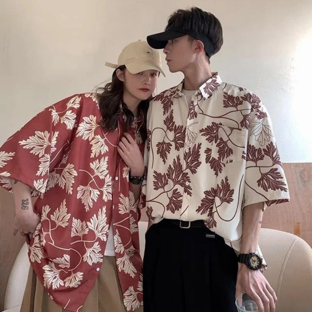 เสื้อเชิ้ตแขนสั้นลายดอกใบไม้แฉก มีกระเป๋าหน้า thumbnail 6