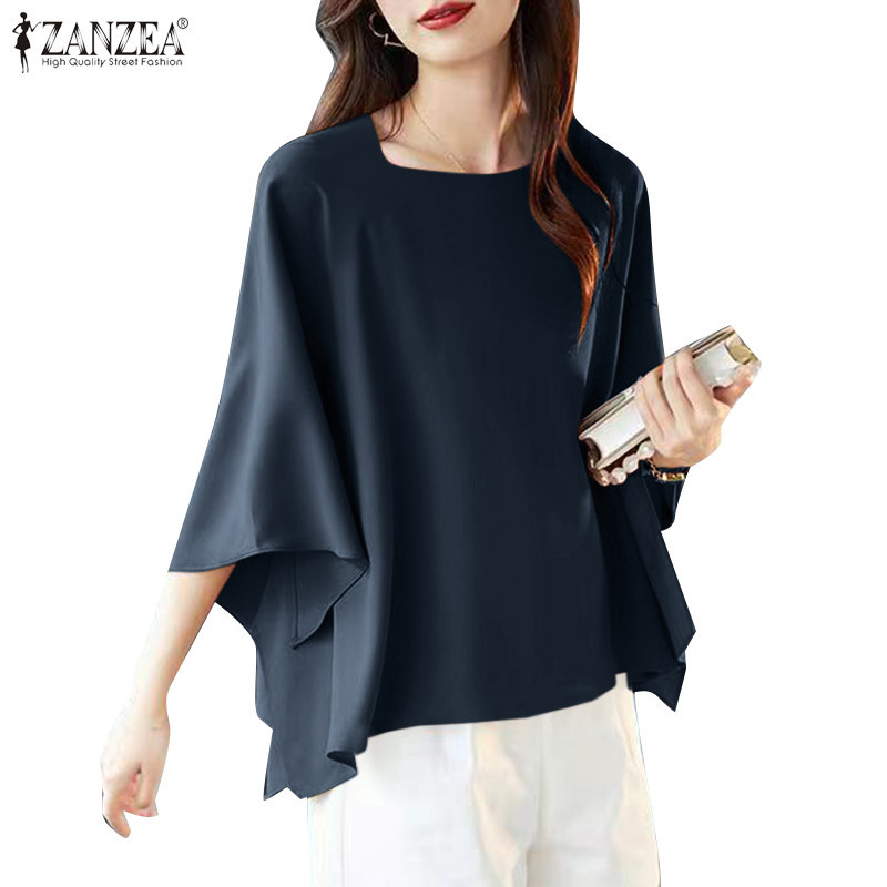 Zanzea Celmia เสื้อเบลาส์ คอกลม แขนทรงโคมไฟ ทรงหลวม สําหรับผู้หญิง