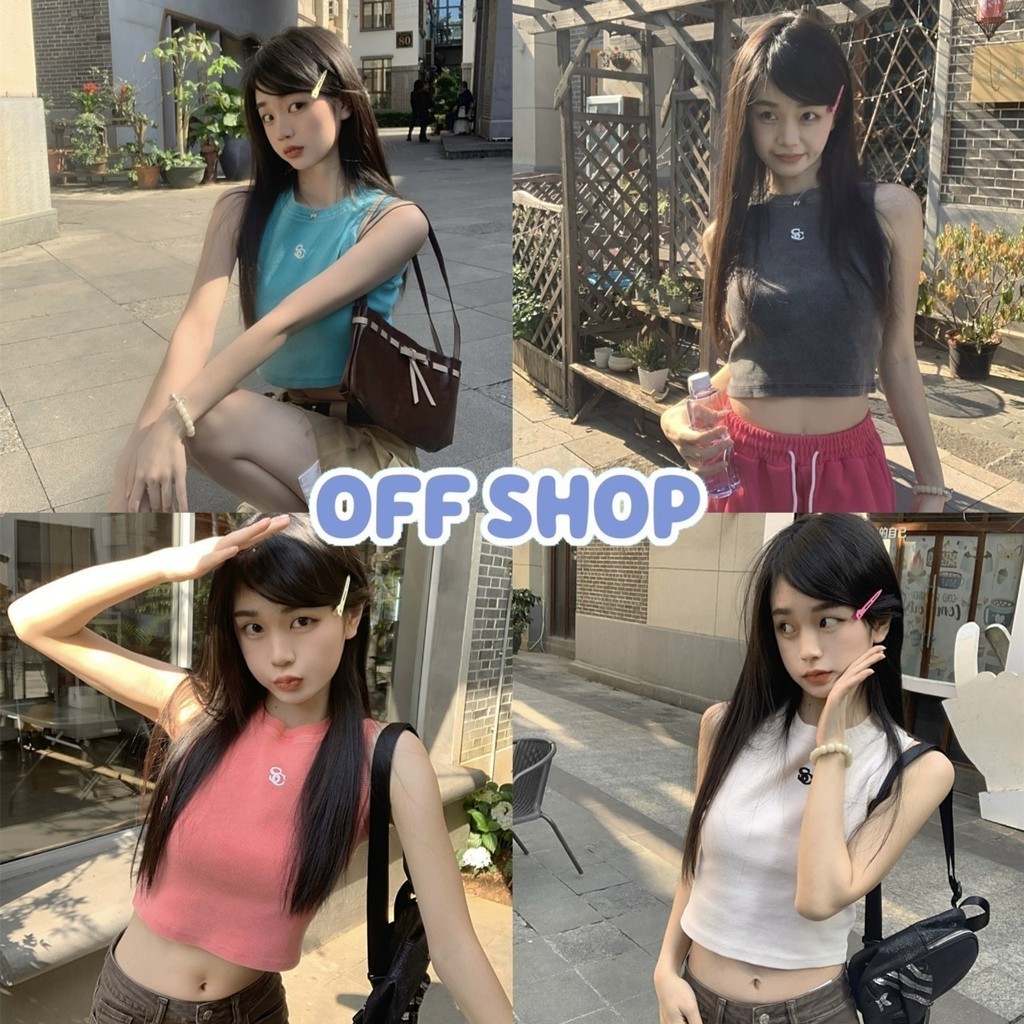 OFF SHOP พร้อมส่ง (OFF-3CX101) เสื้อกล้ามไหมพรม คอกลม ยืดกำลังดี เรียบๆ