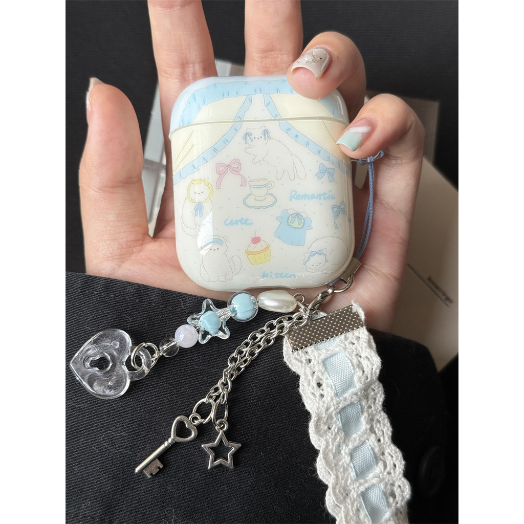 ผ้าม่าน Cat สําหรับ Airpods4 Airpods1/2 3 Pro Pro2 ชุดหูฟังไร้สายบลูทูธป้องกันกรณี AirPodsPro peo2 3 4 หูฟังป้องกันกรณี