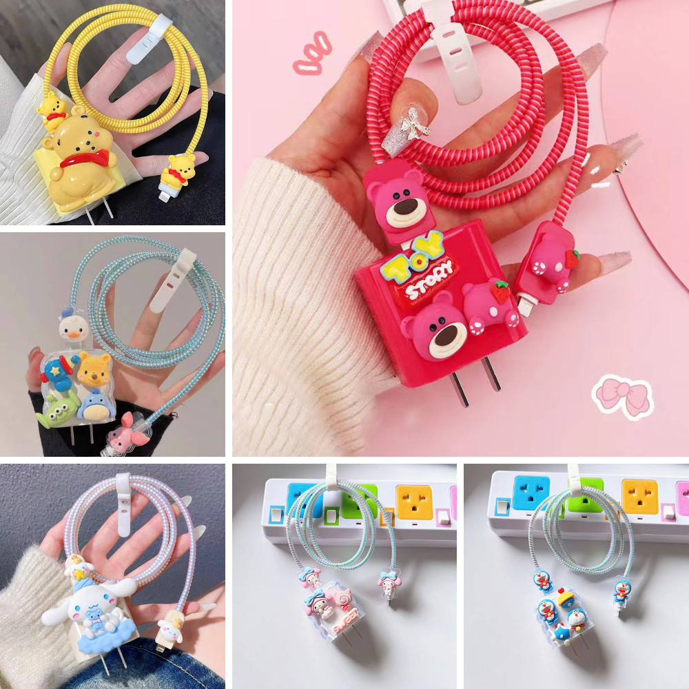 พร้อมส่งจากไทย 20W พร้อมส่ง ชุดแต่งสายชาร์จลายสวยหรู เคสหัวชาร์จ ชุดถนอมสายชาร์จลายน่ารักๆ