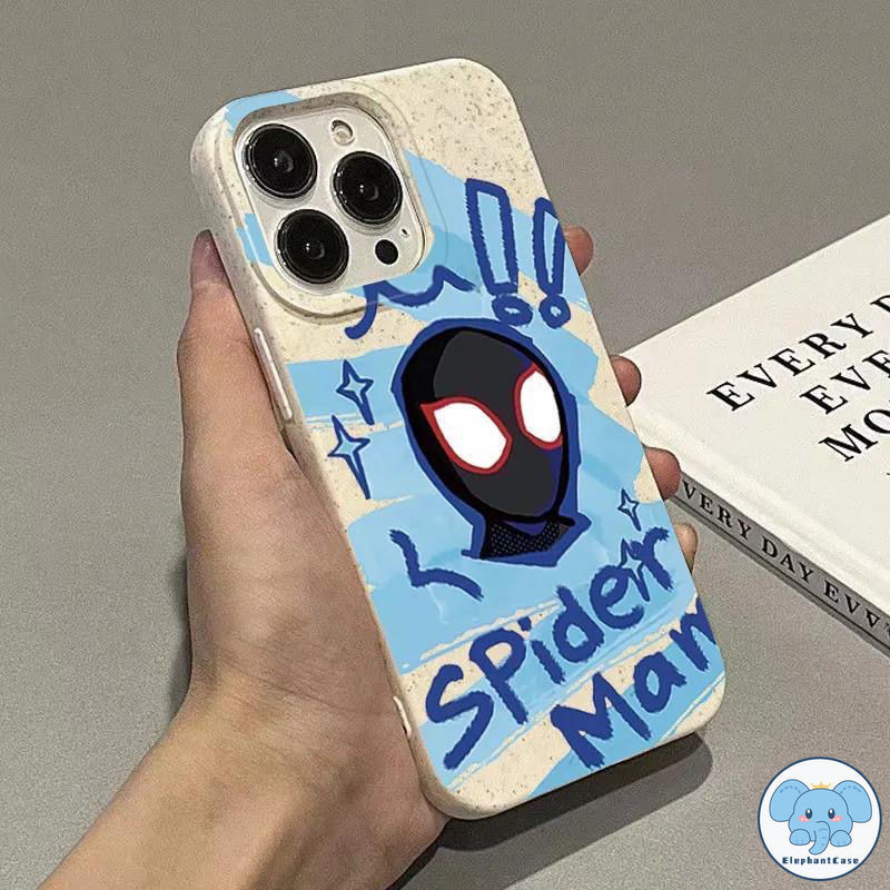 การ์ตูนสไปเดอร์แมนเย็นคู่กรณีย่อยสลายได้ iPhone 16 11 15 14 13 12 Pro MAX 7 6 8 6S Plus XR X XS MAX กรณี Doodle - รูปที่ 3