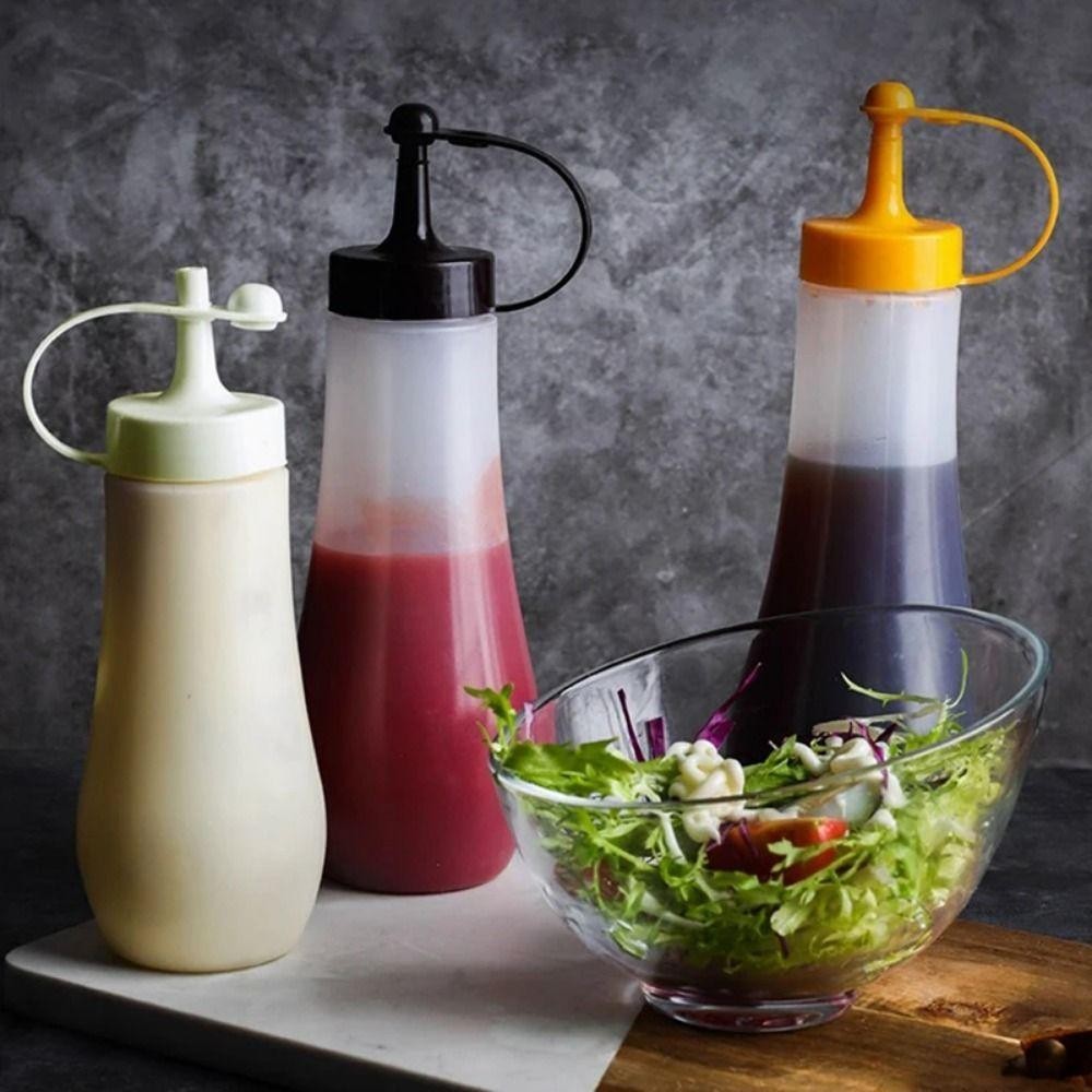 Hecceh ขวดบีบน้ํามันมะกอก ซอสมะเขือเทศ มัสตาร์ด พลาสติก 4 ความจุ 1 ชิ้น - รูปที่ 5