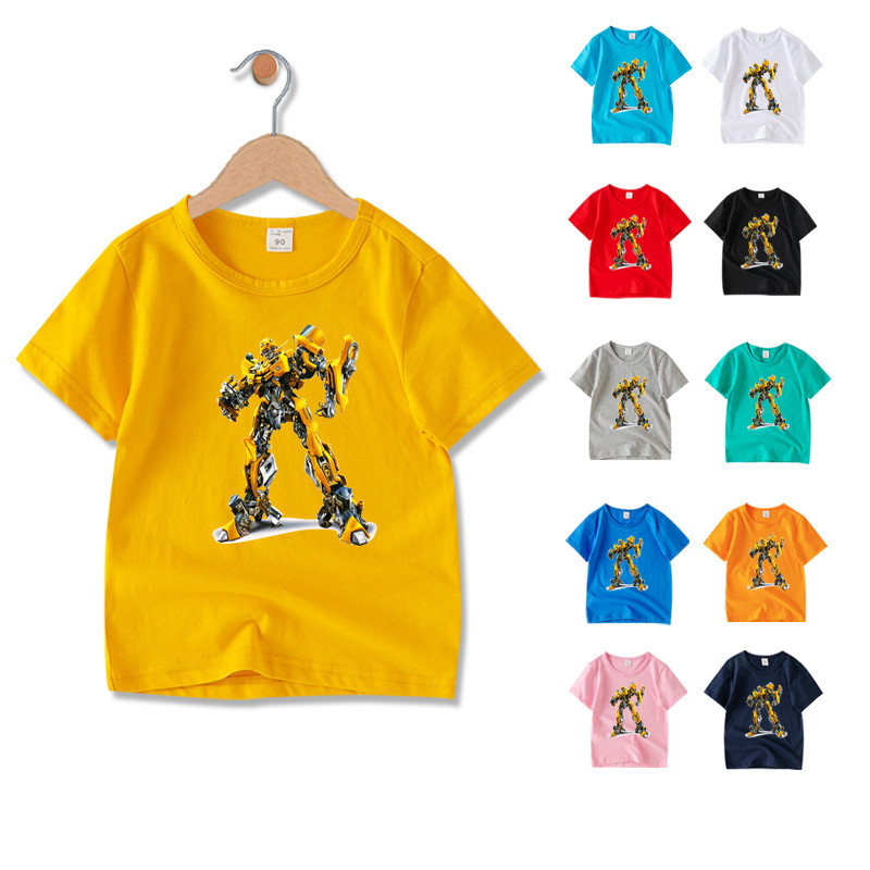 เสื้อยืดคอกลม แขนสั้น ผ้าฝ้าย พิมพ์ลายการ์ตูนผึ้ง สําหรับเด็ก NE012
