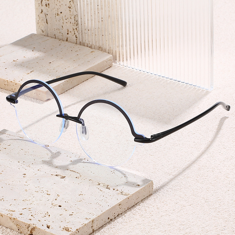 HS2159-11 กรอบแว่นตาโลหะครึ่งวงกลม สำหรับอ่านหนังสือ คุณภาพสูง Unisex