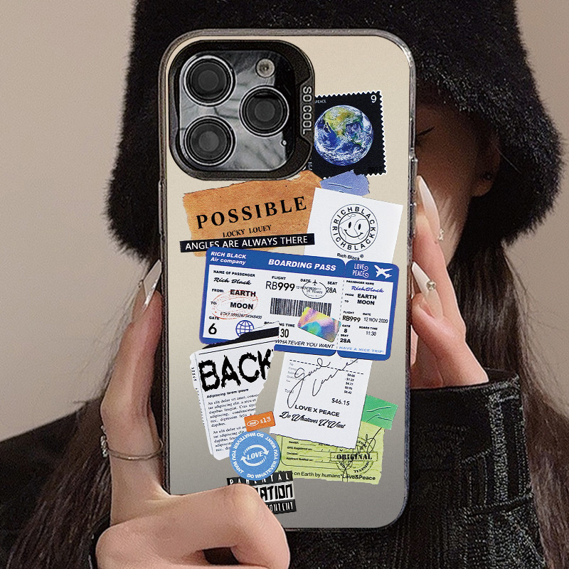 สำหรับ iPhone 13 12 14 11 15 Pro Max XR X Plus XS SE 7 8 ตั๋วแท็กกรณีโทรศัพท์กรณียากเคสไอโฟนสวยๆป้องกันการตกกันกระแทก