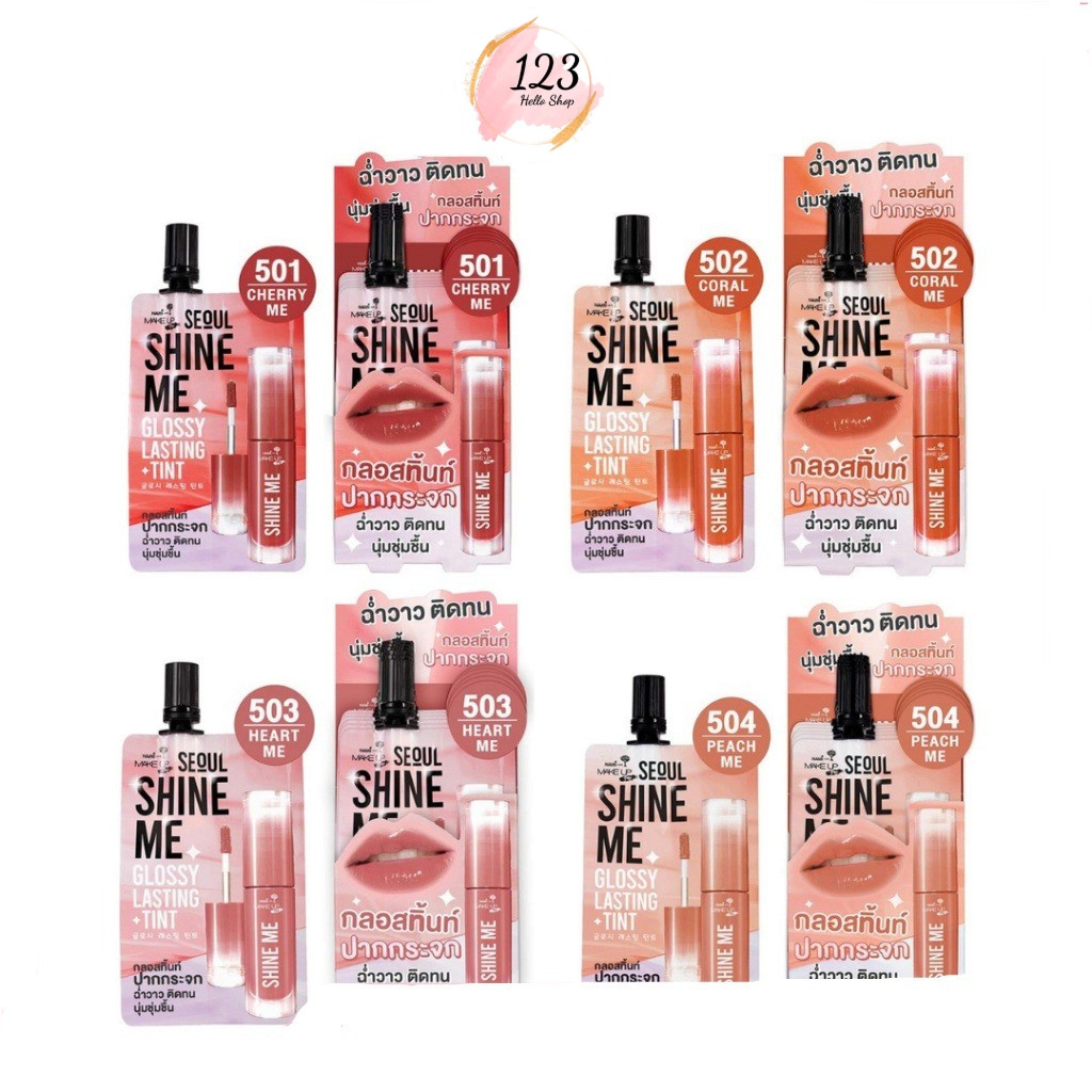 🔹 (6ซอง/กล่อง) Nami Make Up Pro Seoul Shine Me Glossy Lasting Tint ลิปนามิ ลิปกลอสทิ้นท์ปากกระจก ✨