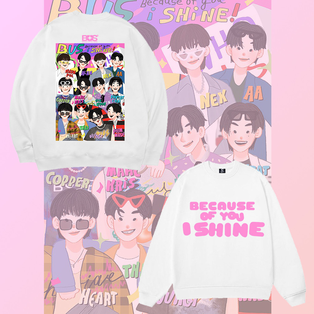 HOT There Are Two Colors To Choose /because of you i shine Sweatshirts Men Stripe Print Crew Neck Lo