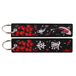 ญี่ปุ่นอะนิเมะ Cool เย็บปักถักร้อย Key Fobs Key แท็กรถยนต์พวงกุญแจสําหรับเพื่อนแฟชั่น KeyRing ของขวัญ