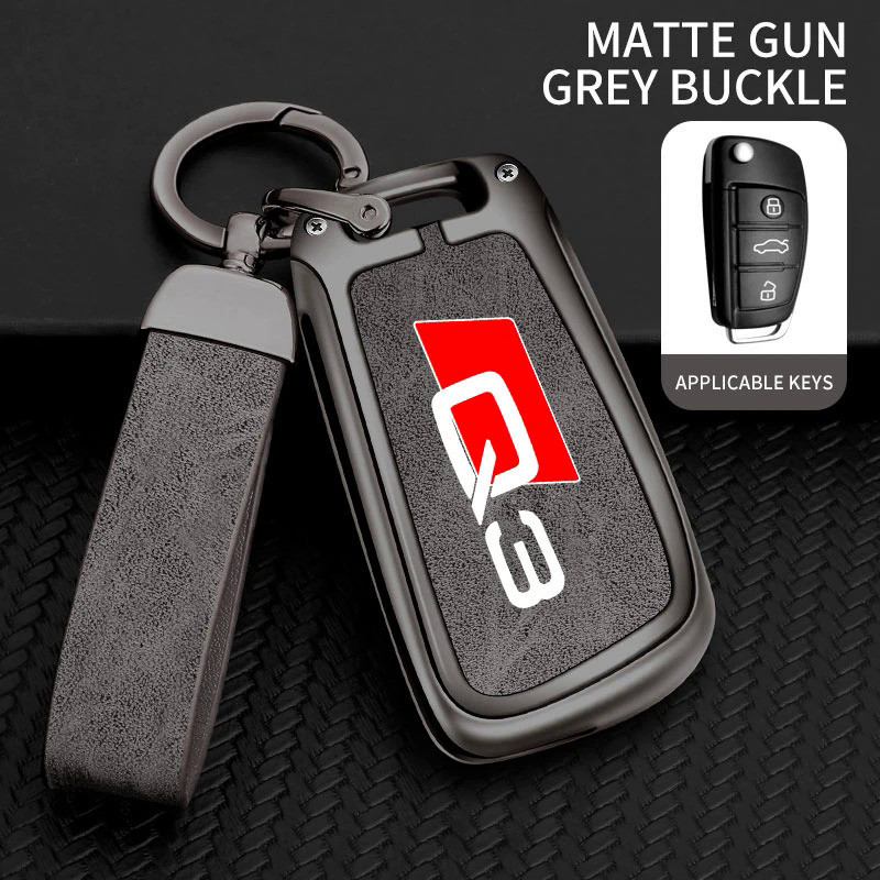 Zinc Alloy Car Key Case Cover Shell For Audi Q3 8U F3 RSQ3 Sportback 2013 2019 2021 Sline Custom LOG