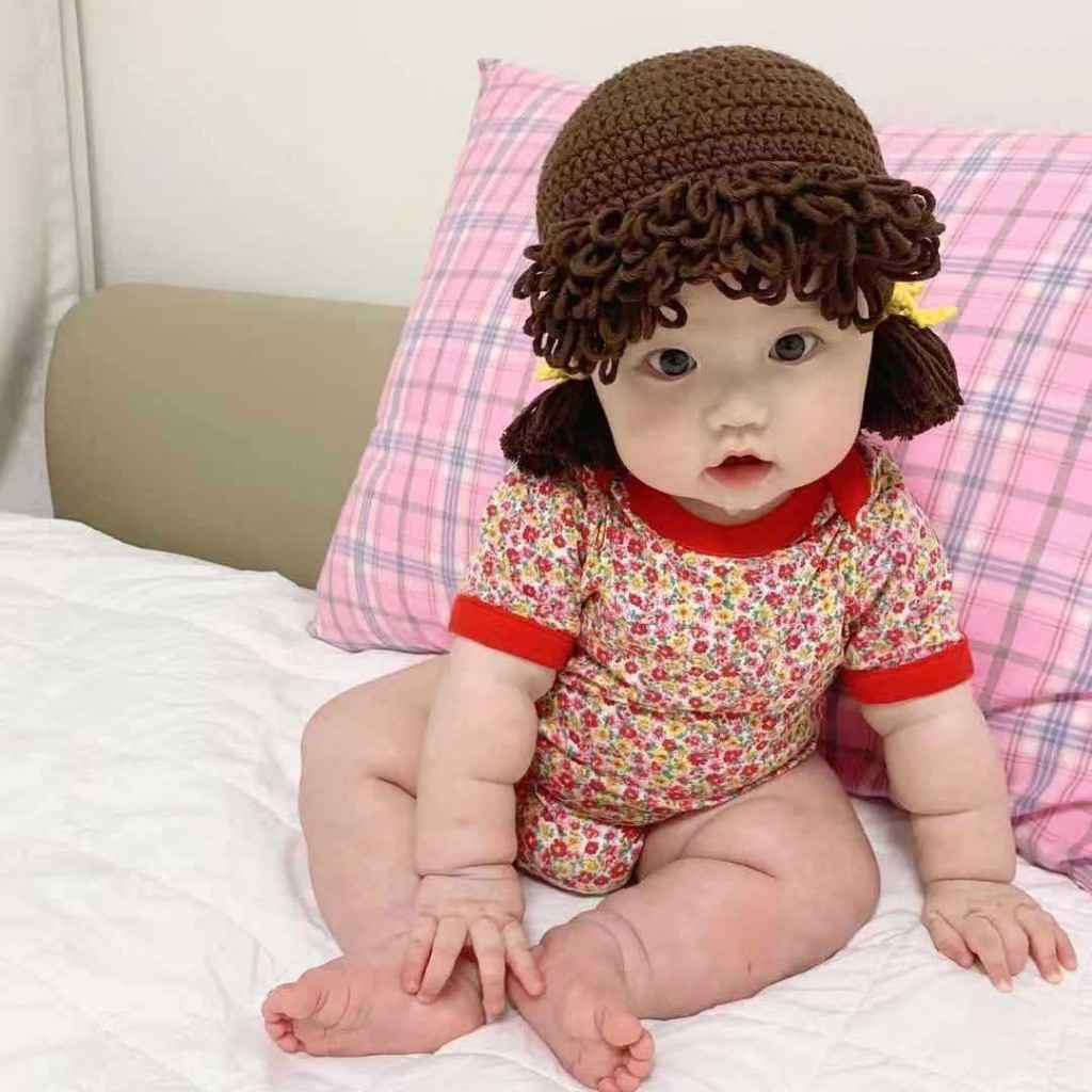 ฤดูใบไม้ผลิฤดูใบไม้ร่วงสาวเด็กน่ารักถักเปียวิกผมหมวกเด็กสาวแฮนด์เมดหมวกขนสัตว์ทารกแรกเกิดสไตล์หมวก - รูปที่ 3