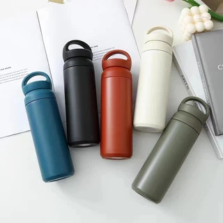 แก้วสแตนเลส พร้อมหูหิ้ว เก็บความเย็นได้นาน PP เกรดอาหาร 500ml กระบอกเก็บน้ำร้อน 304 ของแท้ เก็บอุณหภูมิ ร้อน/เย็นได้นาน