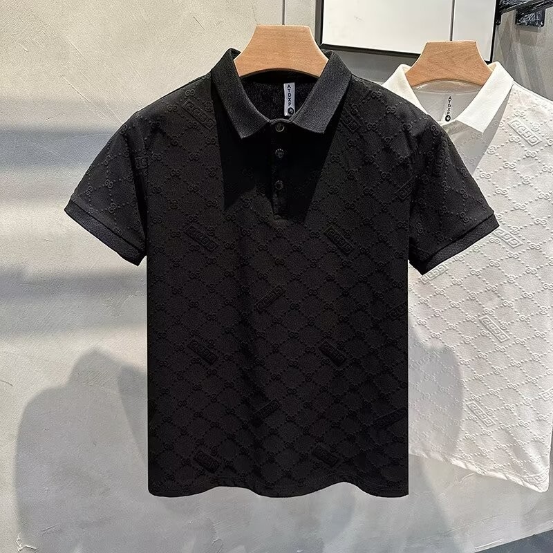 ผ้าแจ็คการ์ด เสื้อโปโลลําลองสบายและระบายอากาศวัยรุ่นปกเสื้อยืดแขนสั้น ราคา ถูกที่สุด ดีลบีเคเค แกลเลอรีภาพที่ 7