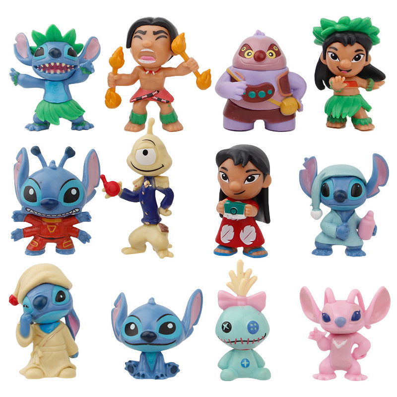 12 ชิ้น/เซ็ต 5-7 ซม. อะนิเมะรูปตัวแทน Pleakley Angel Dr. Jumba Jookiba รุ่น Q PVC Action Figure ตุ๊กตาของเล่น