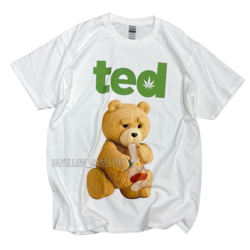 S-5XL [Yellow_Cassette2] เสื้อยืดลาย ted ปรินท์ DTG จมลงเนื้อผ้าใช้ผ้า Gildan จาก USA
