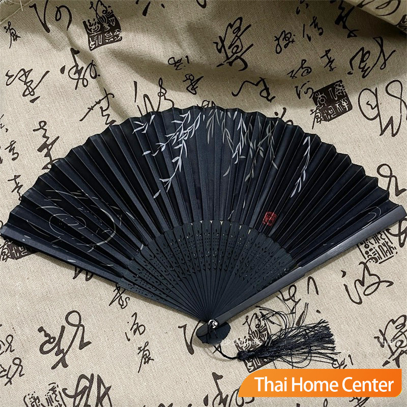พัดผ้าไหม สไตล์จีน แบบพับได้ สไตล์จีนโบราณ folding fan