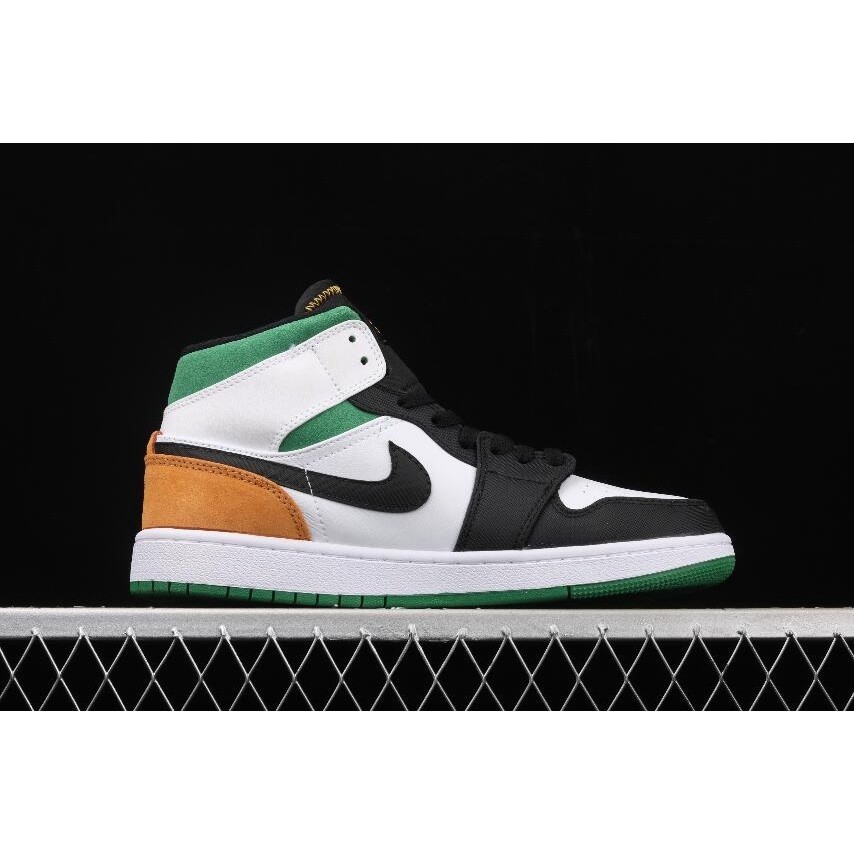 ♞,Nike Air Jordan 1 Mid SE 852542-101 White Green Orange Sneakers a  รองเท้า true