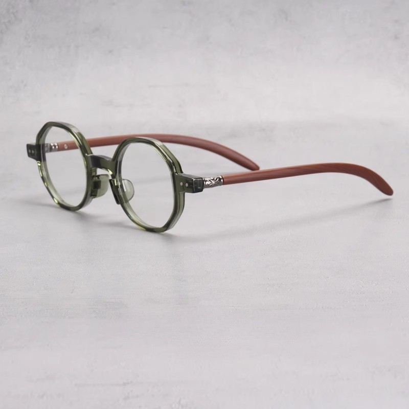 ใหม่ Retro กรอบแว่นตา TR90 รูปหลายเหลี่ยมแว่นตาผู้ชายผู้หญิงแฟชั่นไม้กรอบแว่นตา W72303