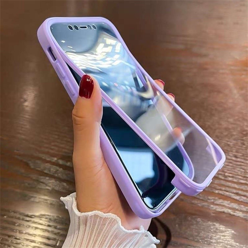 เคสโทรศัพท์มือถือ ซิลิโคนใส กันกระแทก 360 องศา สําหรับ IPhone 15 Pro Max 13 14 11 12 Pro Max