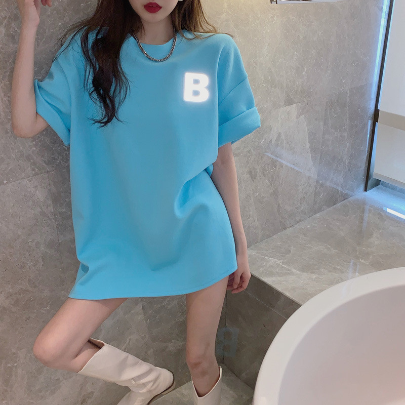 เสื้อยืด oversize✨เสื้อยืดแขนสั้นลําลอง พิมพ์ลาย เรืองแสง ขนาดใหญ่ สไตล์เกาหลี ✨  t shirt เสื้อผู้หญิงเท่ๆ（NVZA149）