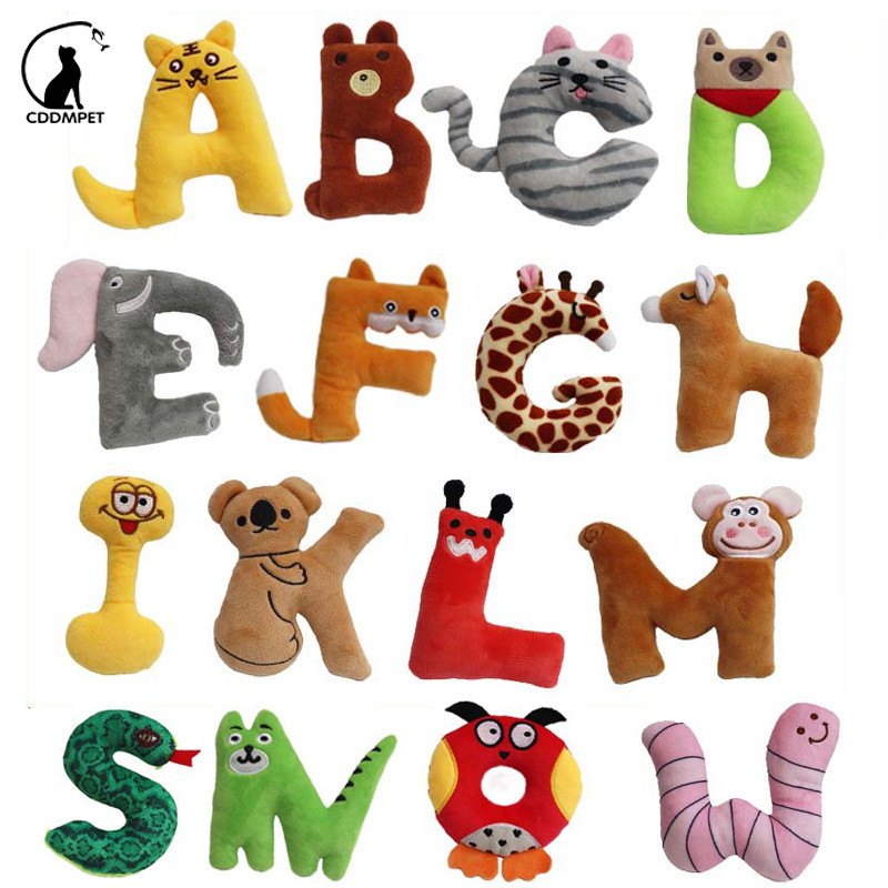 【CDDMPET】ของเล่นตุ๊กตาสุนัข รูปตัวอักษร 26 ตัว แบบโต้ตอบ เคี้ยวได้