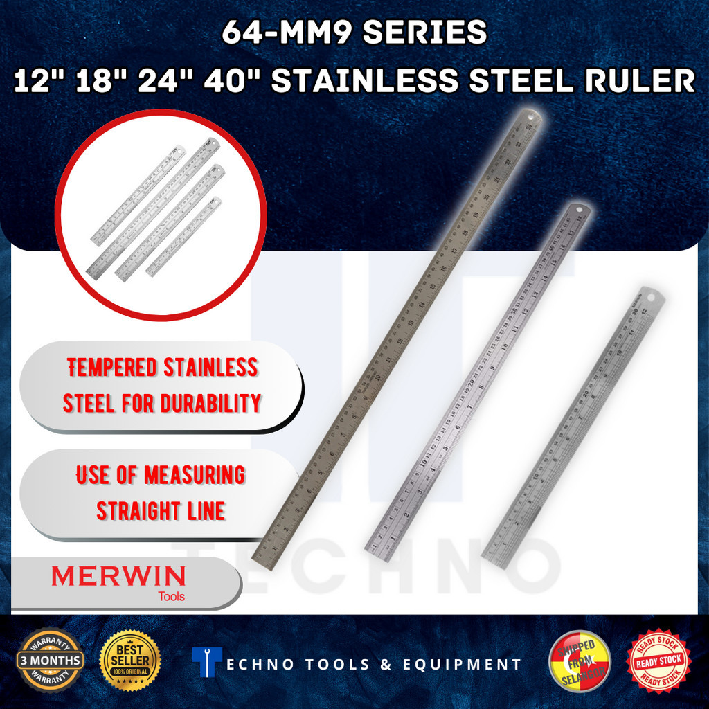 Merwin ไม้บรรทัดสแตนเลส 12"/18"/24"/40" 64-MM900 64-MM910 64-MM920 64-MM930